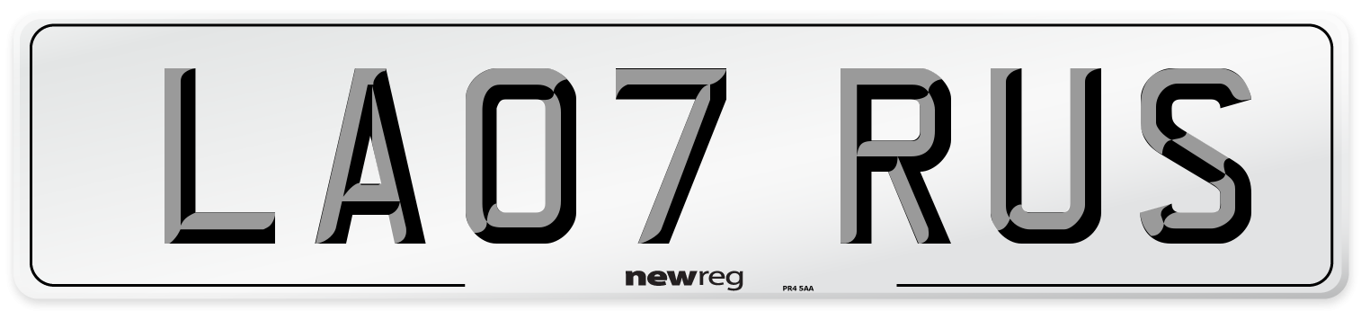 LA07 RUS Number Plate from New Reg